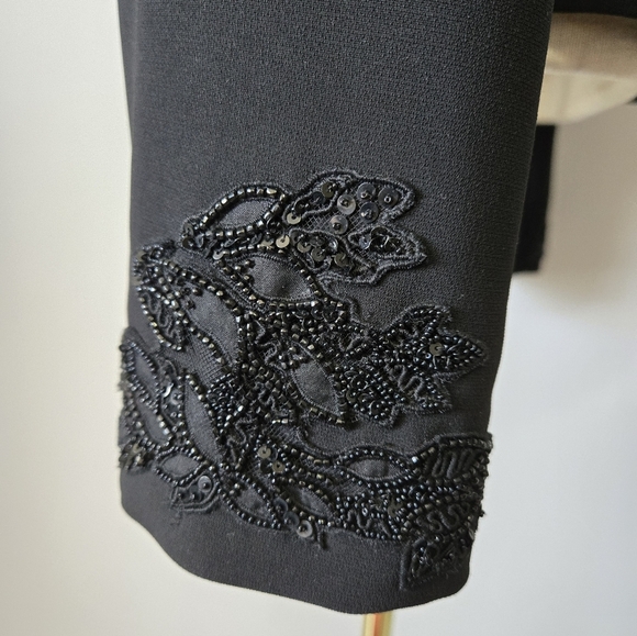 ALBERT NIPON Vintage Designer Black Blazer With Beaded Sleeves. Size 12 - Picture 4 of 11